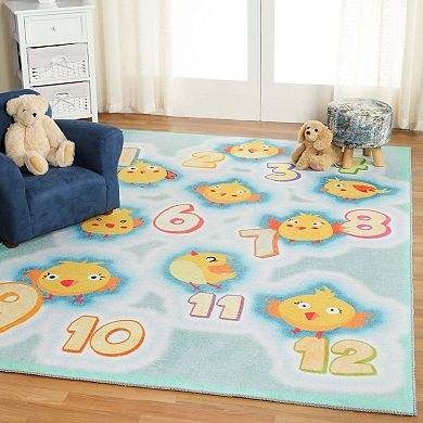 Superior Playtime Numbers Vibrant Patterned Kids Non-Slip Rug