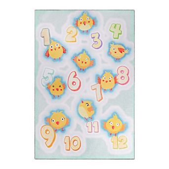 Superior Playtime Numbers Vibrant Patterned Kids Non-Slip Rug