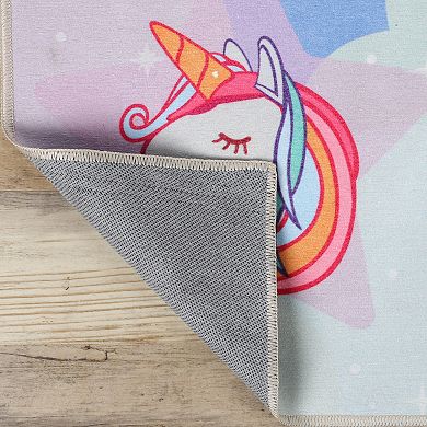 Superior Rainbow Unicorn Bright Colorful Patterned Non-Slip Area Rug