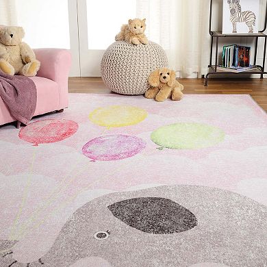 Superior Elephant Bright Colorful Patterned Kids Non-Slip Area Rug
