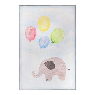 Superior Elephant Bright Colorful Patterned Kids Non-Slip Area Rug