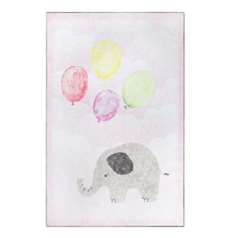 Superior Elephant Bright Colorful Patterned Kids Non-Slip Area Rug
