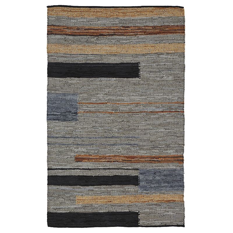 Superior Omair Handwoven Leather & Cotton Reversible Indoor Area Rug, Grey, 5X8 Ft