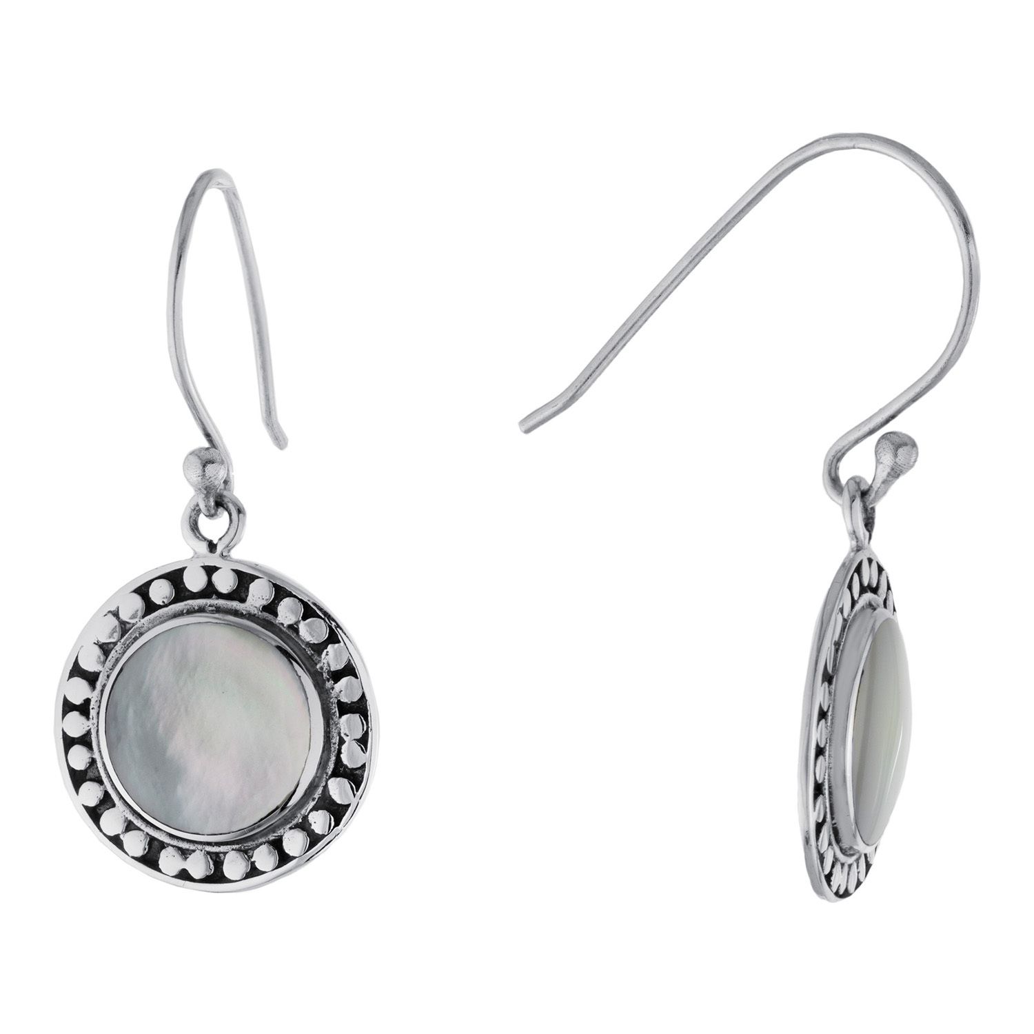 Silver Mother Of Pearl Oval Stud Earrings - 5mm - F04038