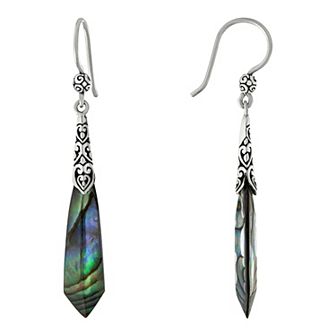 Main and Sterling Oxidized Sterling Silver Abalone Swirl Drop Earrings