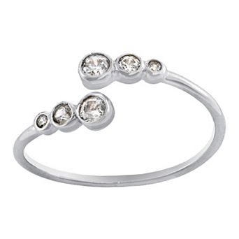 Main and Sterling Sterling Silver Cubic Zirconia Bypass Ring