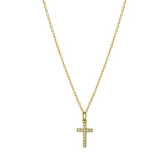 Main and Sterling 14k Gold Over Silver Cubic Zirconia Cross Pendant Necklace