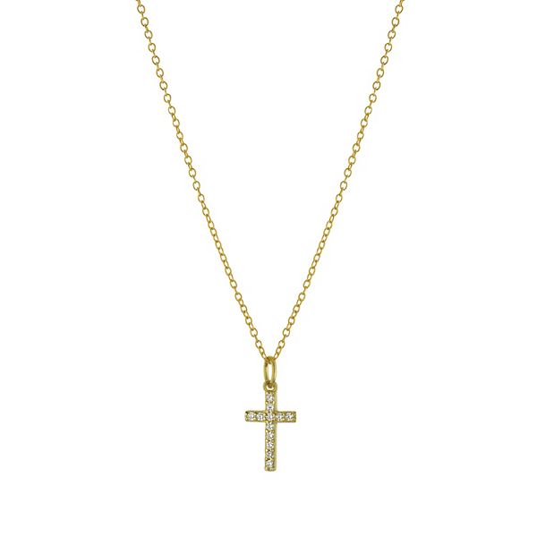 Main and Sterling 14k Gold Over Silver Cubic Zirconia Cross Pendant ...