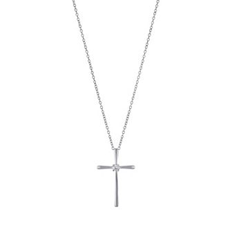 Main and Sterling Sterling Silver Cubic Zirconia Cross Pendant Necklace