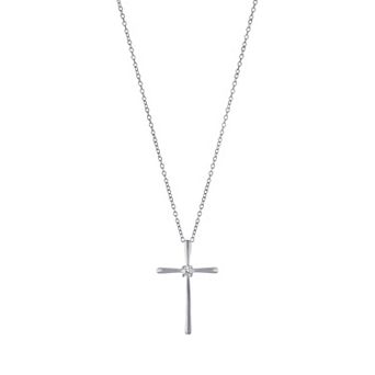 Main and Sterling Sterling Silver Cubic Zirconia Cross Pendant Necklace