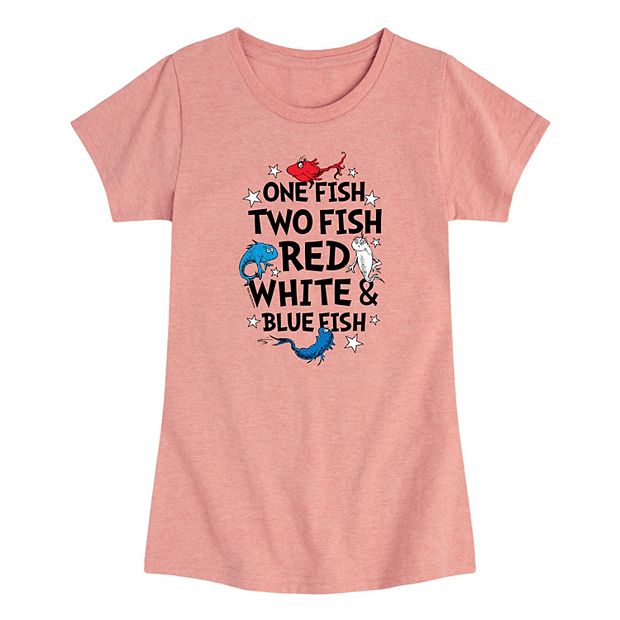 Girls 7-16 Dr. Seuss Red White Blue Fish Graphic Tee