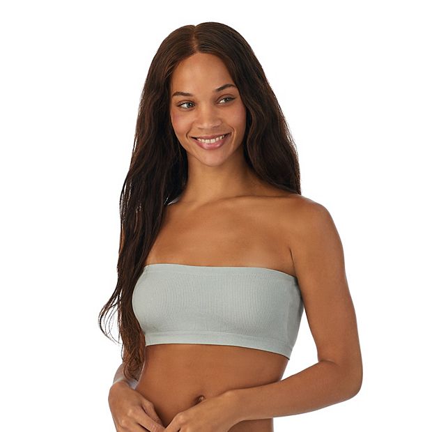 Seamless Bandeau Bra Tube Top Removable Pads (2X-3X, Blue-Grey