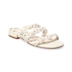 Womens White Comfort Slip-On Sandals - Shoes