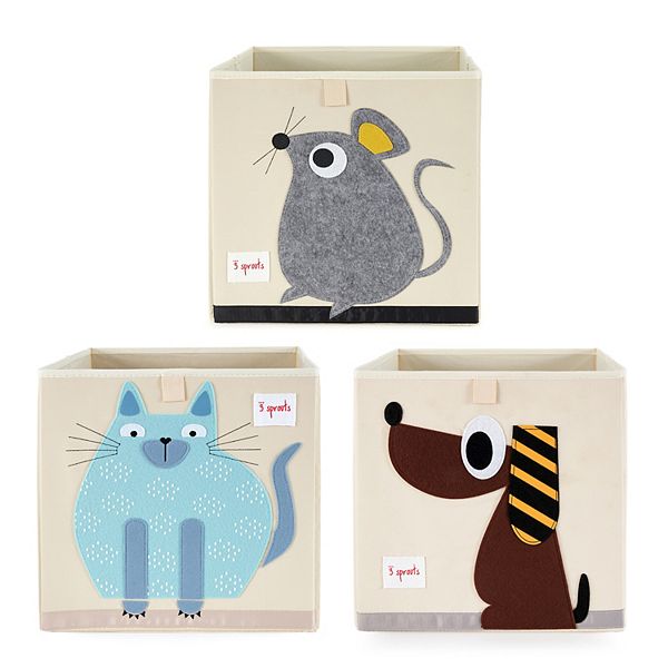 3 Sprouts Toddler Foldable Fabric Storage Cube Box Storage Bins, Cat