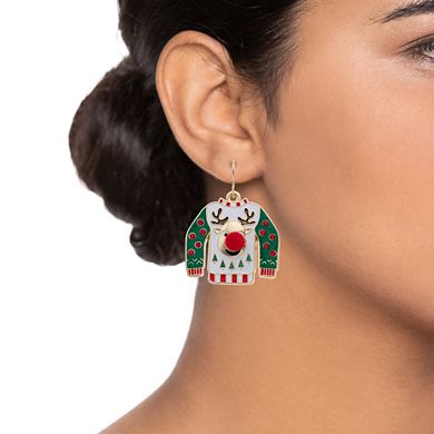 Celebrate Togehter™ Crystal Christmas Sweater Nickel Free Enamel Earrings
