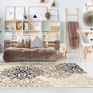 Superior Leigh Modern Floral Medallion Indoor Area Rug