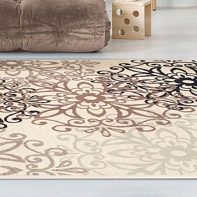 Superior Leigh Modern Floral Medallion Indoor Area Rug