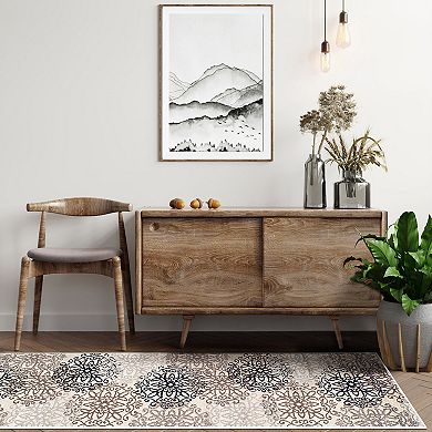 Superior Leigh Modern Floral Medallion Indoor Area Rug