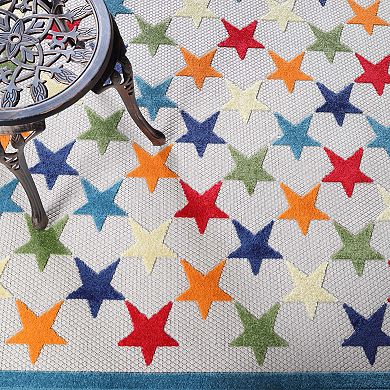 Superior Modern Stars Indoor Outdoor Area Rug