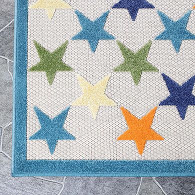 Superior Modern Stars Indoor Outdoor Area Rug