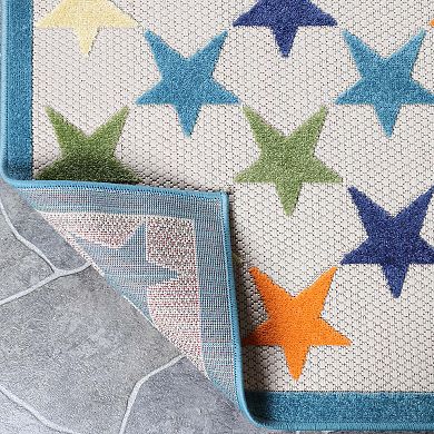 Superior Modern Stars Indoor Outdoor Area Rug