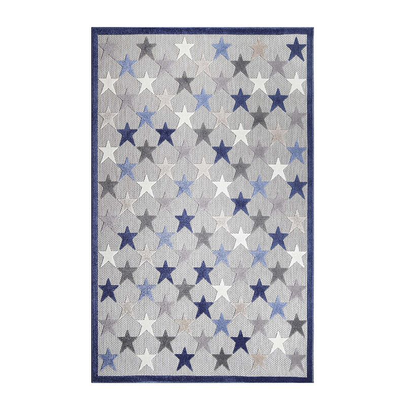 Superior Modern Stars Indoor Outdoor Area Rug, Grey, 8X10 Ft