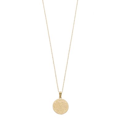 Kristen Kesho 10k Gold Reversible Prayer Religious Pendant Necklace