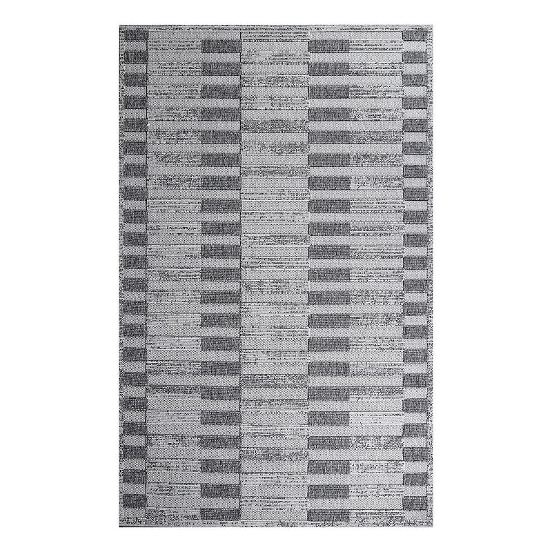 Superior Geometric Stripe Modern Indoor Outdoor Area Rug, Grey, 8X10 Ft