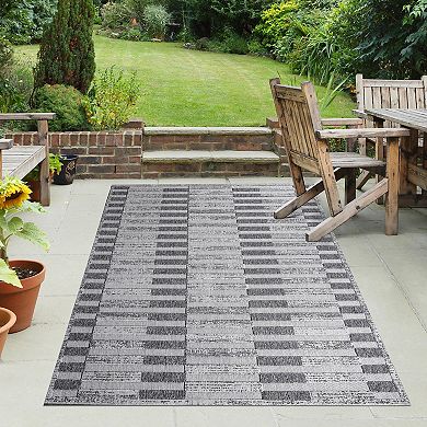 Superior Geometric Stripe Modern Indoor Outdoor Area Rug