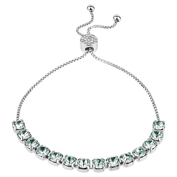 Brilliance Crystal Row Adjustable Bracelet - Chrysolite