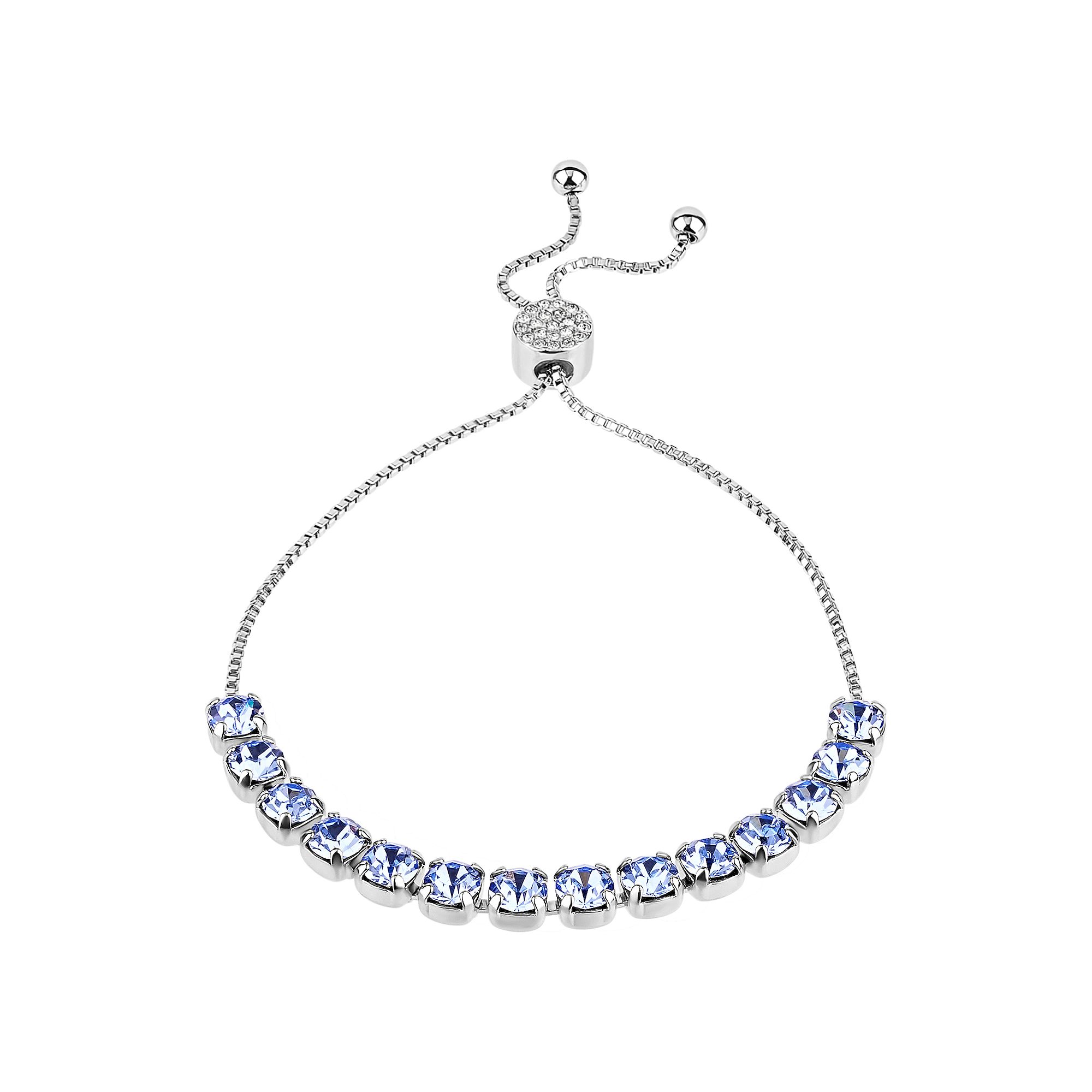 Brilliance Crystal Row Adjustable Bracelet, Womens, Size: 7/8, Light Bl