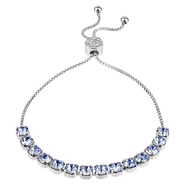 Brilliance Crystal Row Adjustable Bracelet - Light Blue