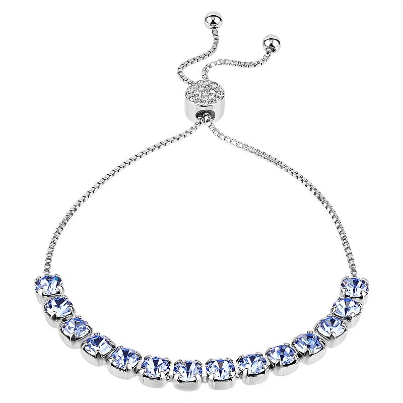 Brilliance Crystal Row Adjustable Bracelet, Womens, Size: 7/8, Blue