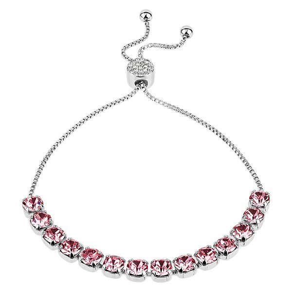 Brilliance Crystal Row Adjustable Bracelet - Light Rose