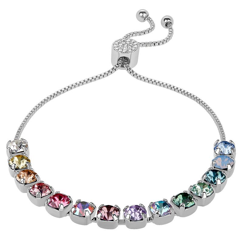Brilliance Crystal Row Adjustable Bracelet, Womens, Size: 7/8, Multicol