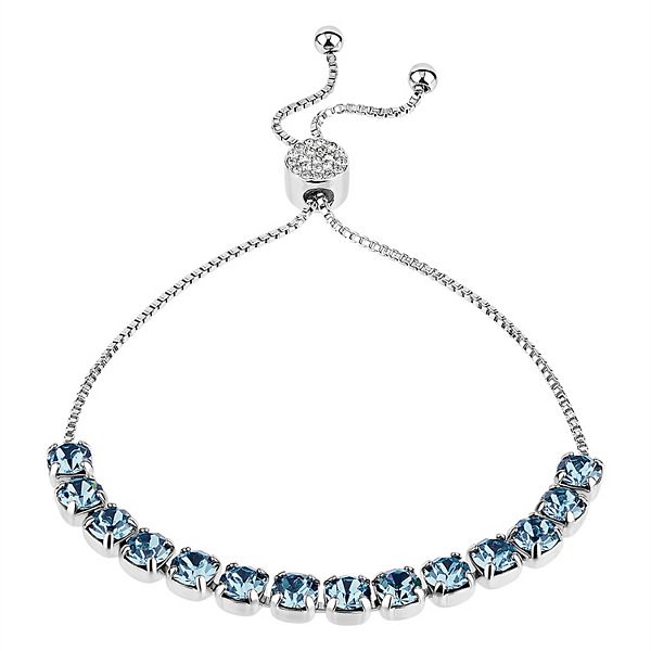 Brilliance Crystal Row Adjustable Bracelet - Smoked Sapphire