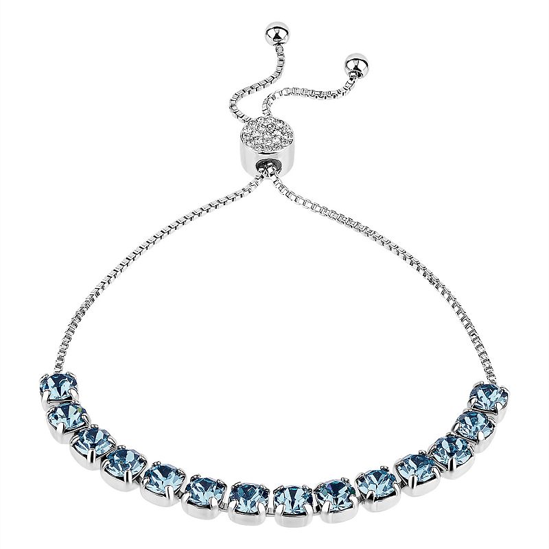 Brilliance Crystal Row Adjustable Bracelet, Womens, Size: 7/8, Blue