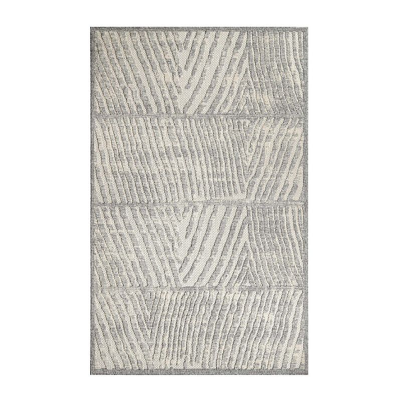 Superior Abstract Geometric Modern Indoor Outdoor Area Rug, Beig/Green, 6X9 Ft