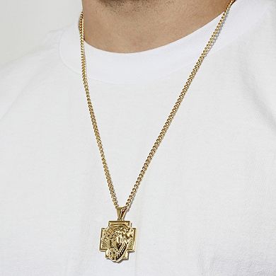 Steel Nation Men's Gold Tone Stainless Steel Jesus Cross Pendant Necklace
