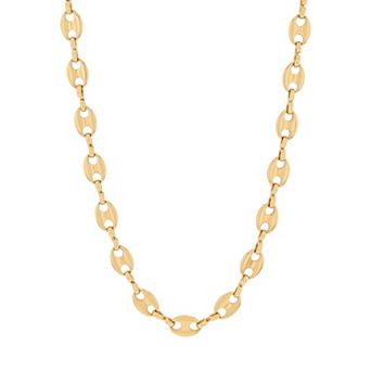 Steel Nation Men's Gold Tone Stainless Steel Mariner Link Chain Necklace