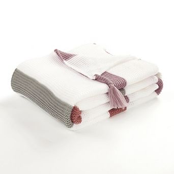 Lush Decor Boho Knitted Braided Tassel Throw