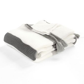 Lush Decor Boho Knitted Braided Tassel Throw