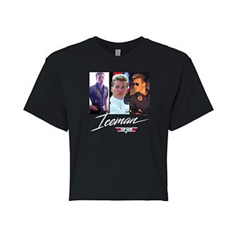 Juniors' Top Gun Iceman Cropped Graphic Tee