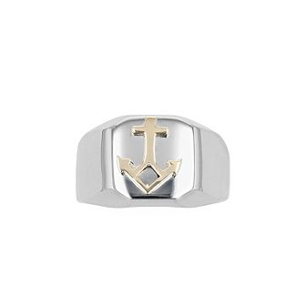 Kristen Kesho 14k Gold Anchor on Stainless Steel Ring