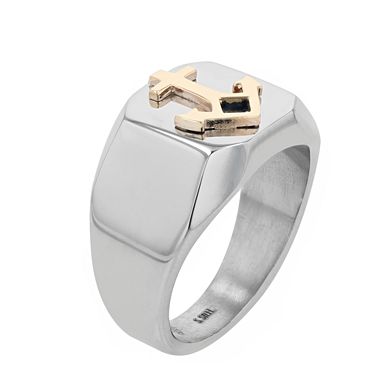 Kristen Kesho 14k Gold Anchor on Stainless Steel Ring