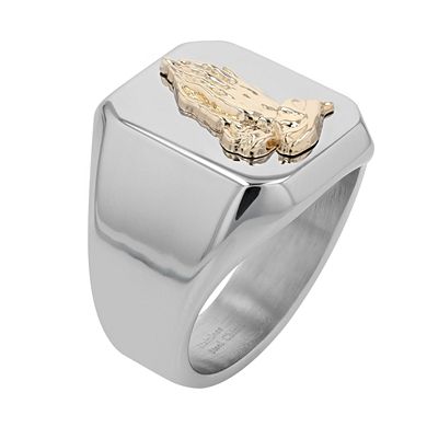 Kristen Kesho 14k Gold Praying Hand on Stainless Steel Ring