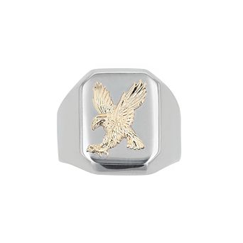 Kristen Kesho 14k Gold Eagle on Stainless Steel Ring