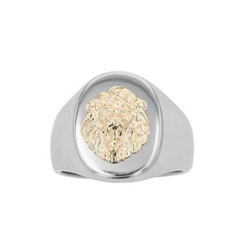 Kristen Kesho 14k Gold Lion on Stainless Steel Ring
