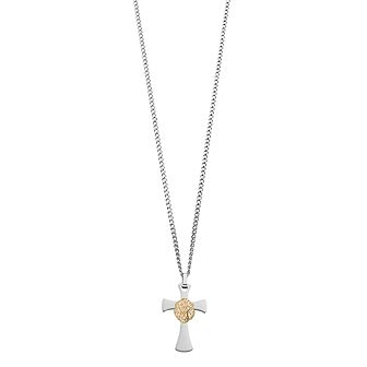 Kristen Kesho 14k Gold Lion on Stainless Steel Cross Pendant Necklace