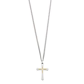 Kristen Kesho 14k Gold Diamond Cut Cross on Stainless Steel Cross Pendant Necklace